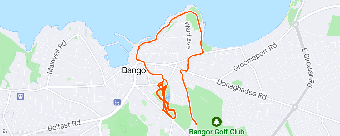 Map of the activity, 5k & another 5 Bangor Parkrun
