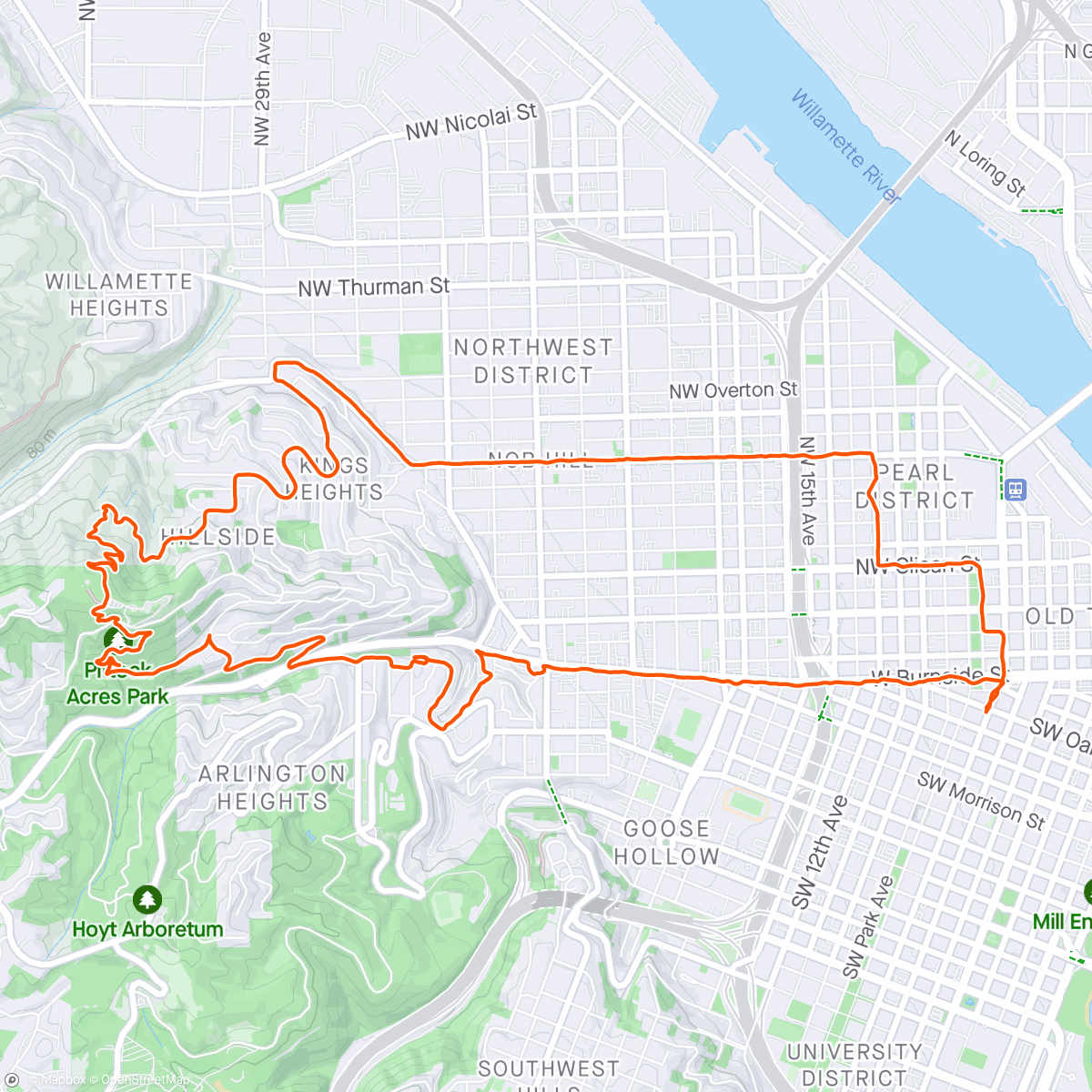 Mapa da atividade, When in Portland - Up to Wildwood Trail