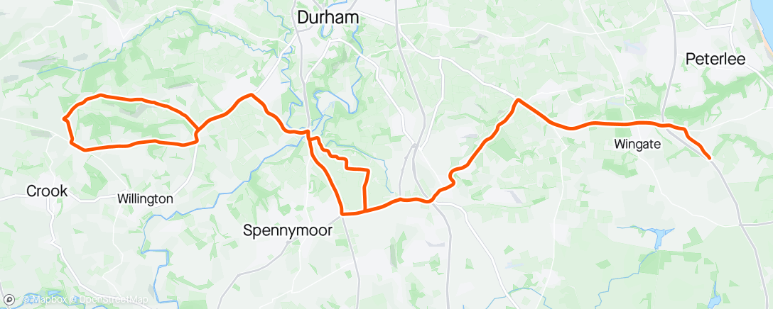 Map of the activity, Bank Holiday spin , dressed for summer today and monsooned on around the beagle and most of time up Durham way ☔️ ⛈️, 😱
