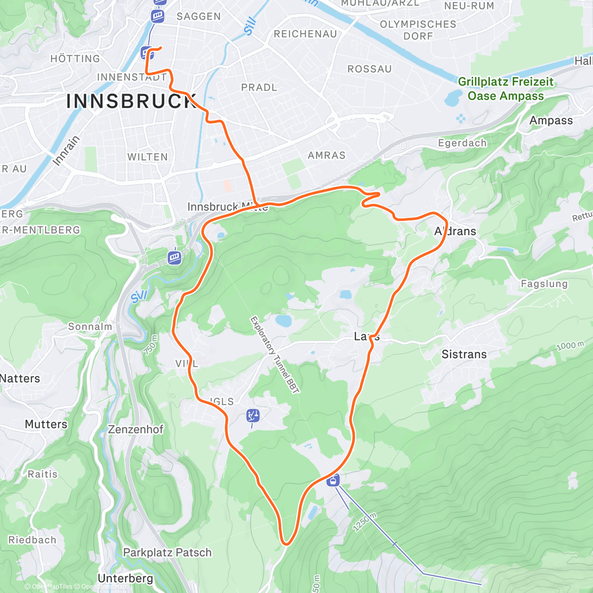 Mapa de la actividad (Zwift - Group Ride: USMeS - Sunday Climbers Ride - 2.5 - 3.5w/kg (C) on Lutscher in Innsbruck)