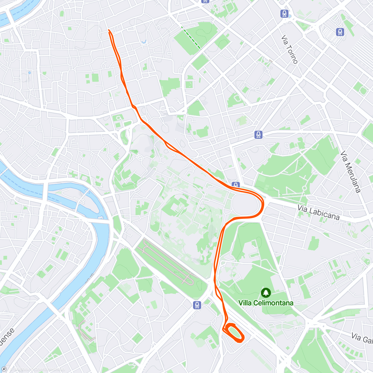 Map of the activity, 6x300m + 6x200m + 6x150m