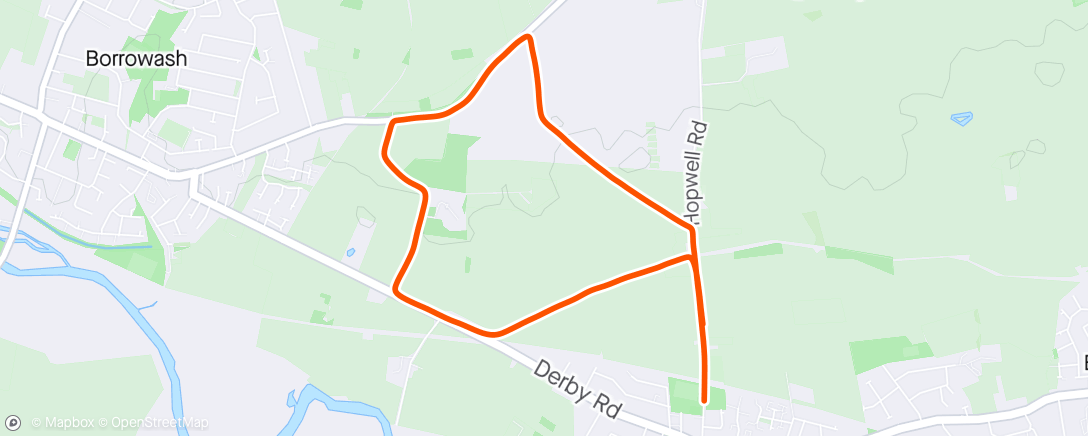 Map of the activity, Run - Steady 5k - heavy going across the fields