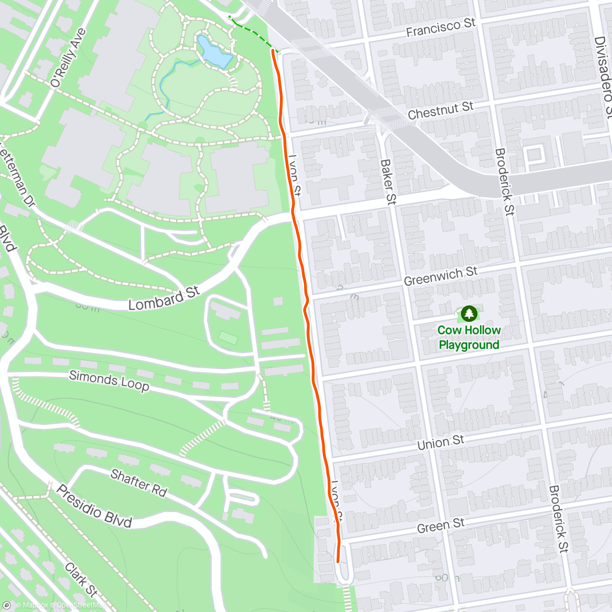 Map of the activity, Walk to work via Lyon Street Steps
