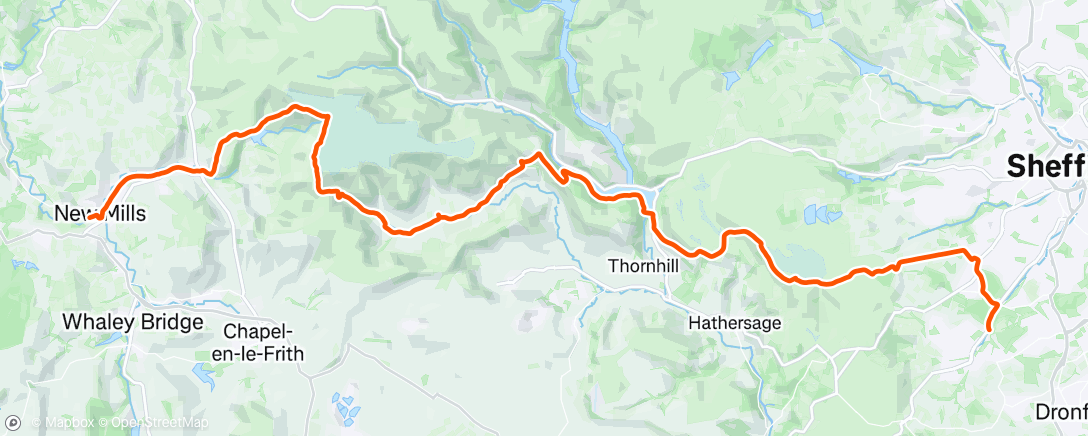 Mapa de la actividad, New Mills to Sheff with Derbyshire boyos