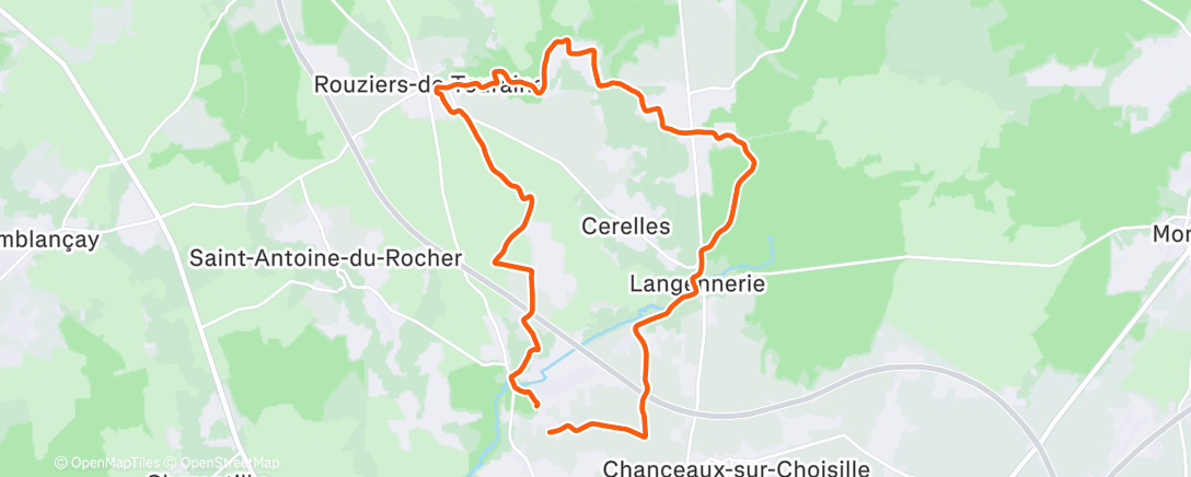 Map of the activity, Course à pied le matin