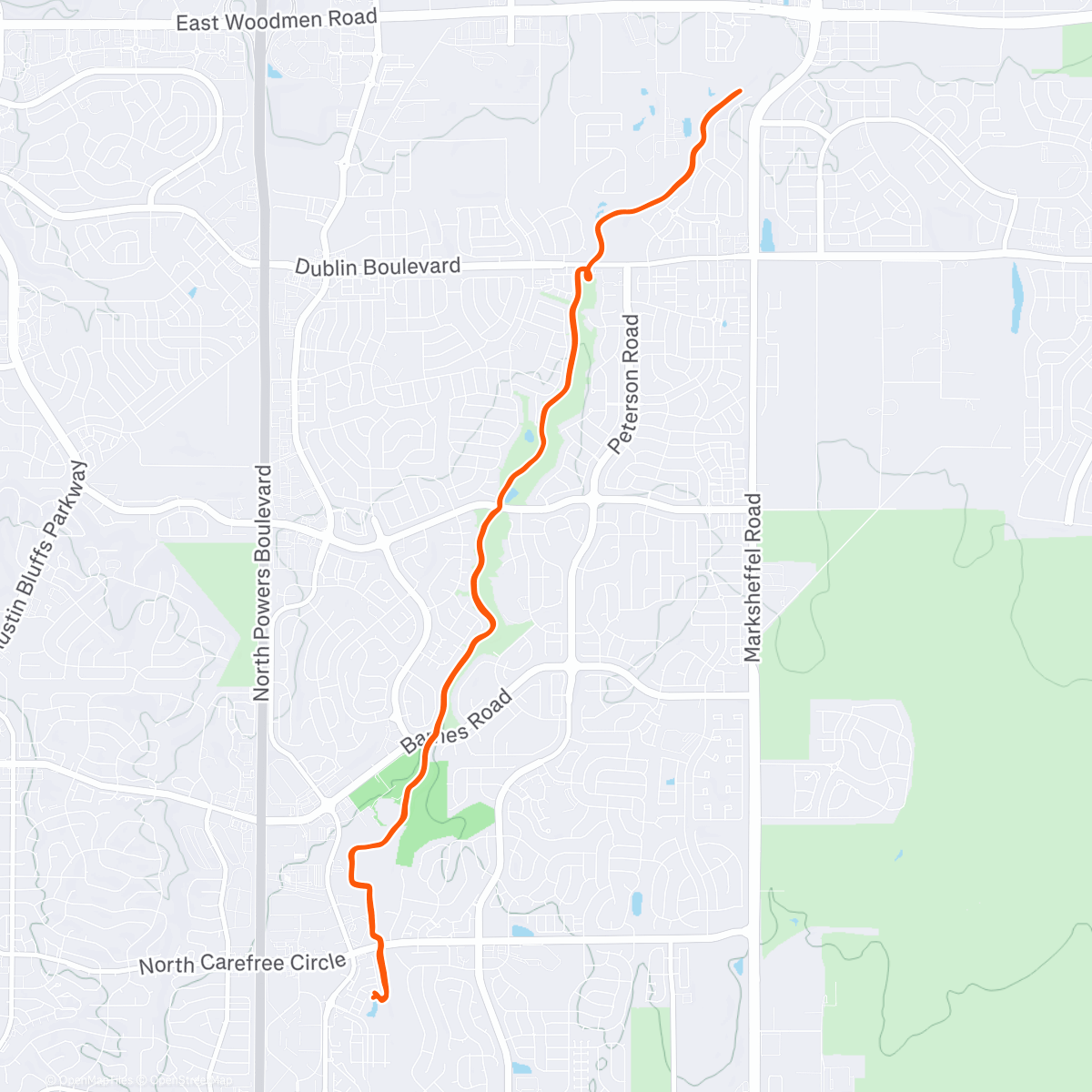 Map of the activity, Morning Run