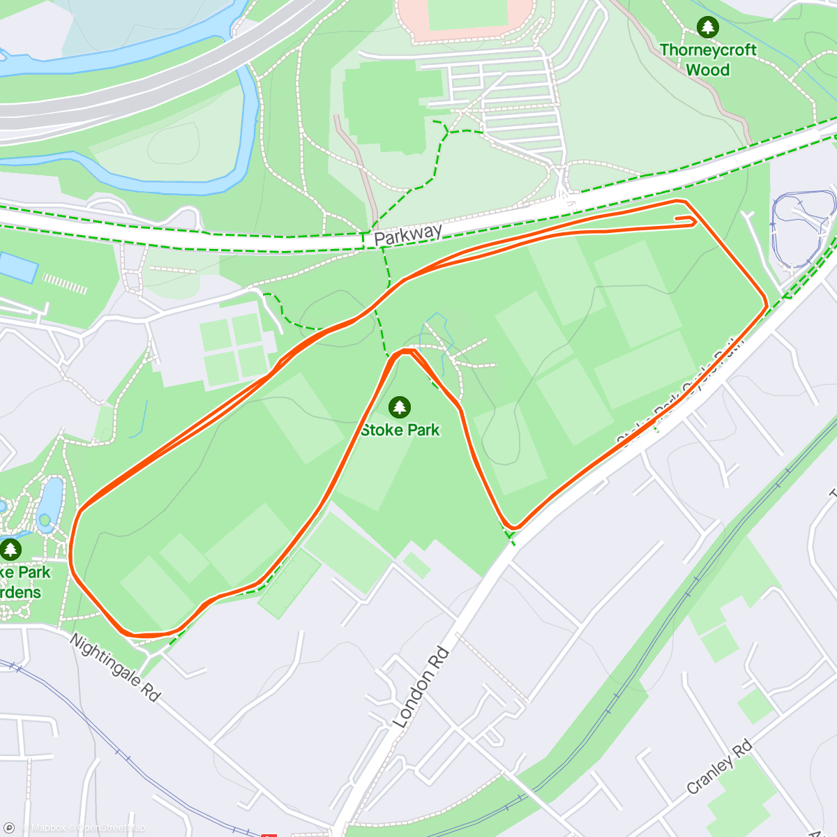 Map of the activity, Guildford parkrun