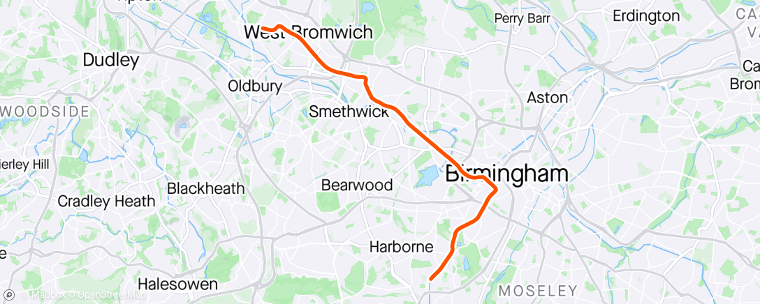Map of the activity, A route up Birmingham's tramway and canals.