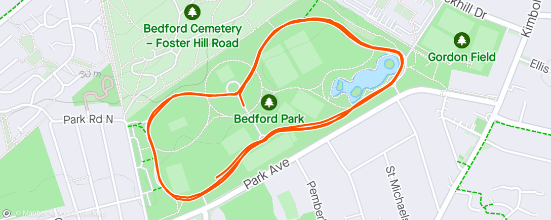 Map of the activity, Bedford Parkrun - 5km - #265