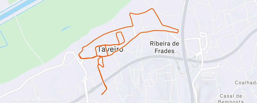 Map of the activity, Volta de bicicleta de montanha vespertina