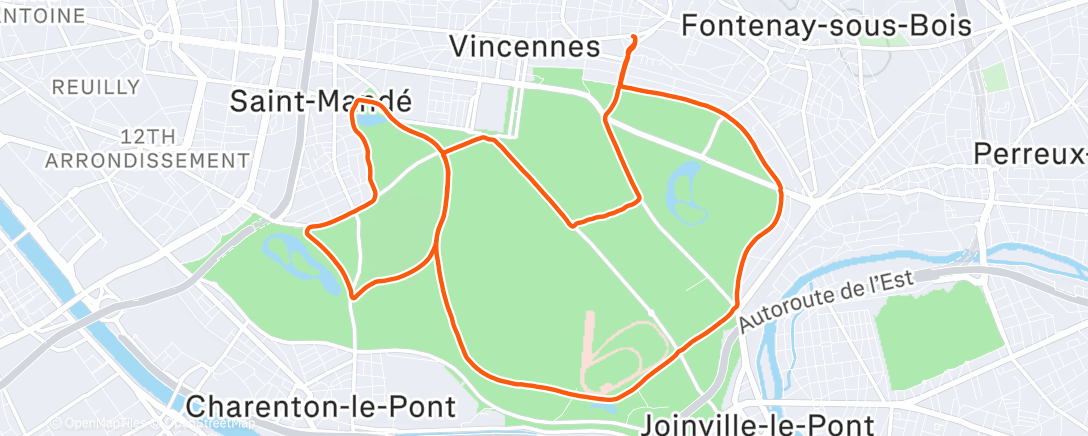 Map of the activity, Sunday Long Run