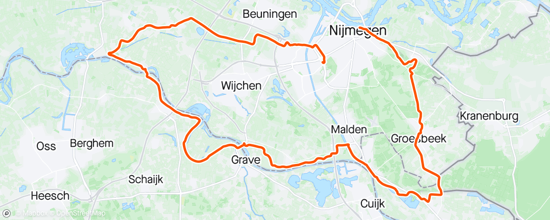 Map of the activity, Fietsen tussen Waal en Maas